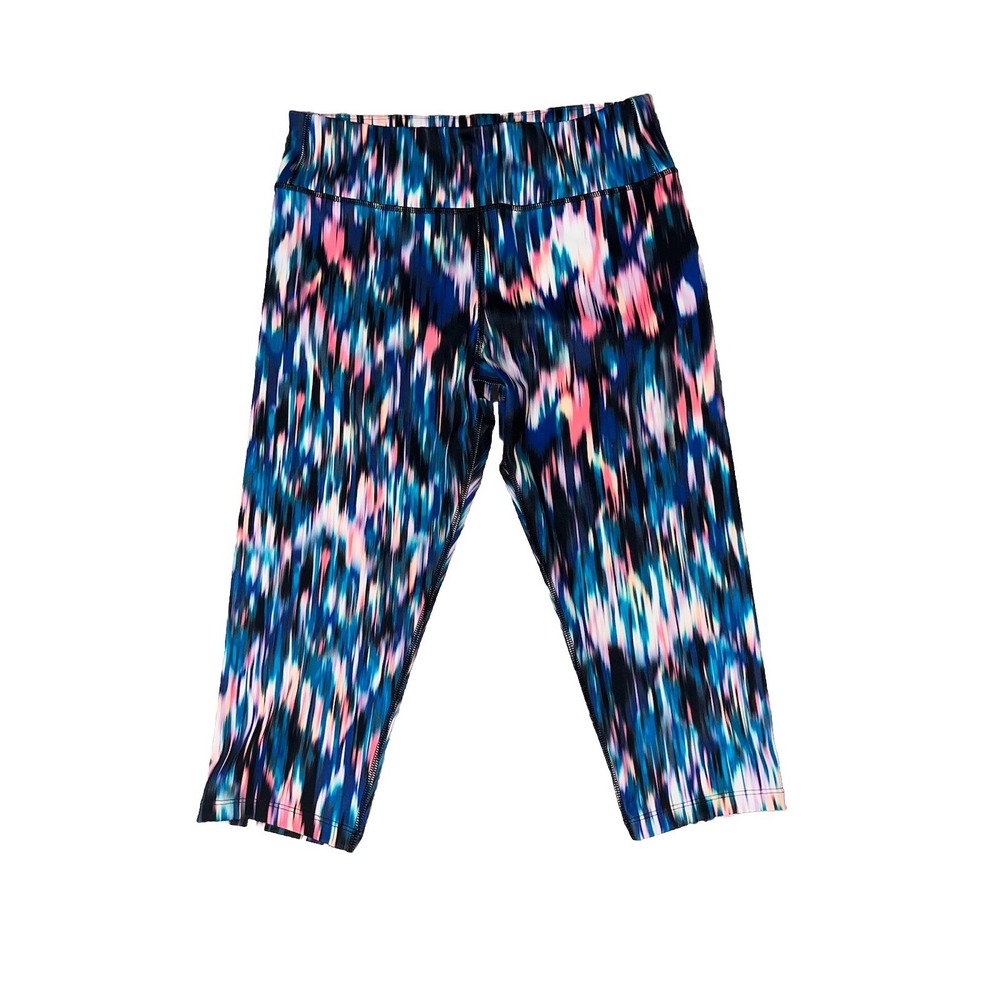 Express EXP Core Performance Athletic Leggings Women's Size M Pink Blue Green